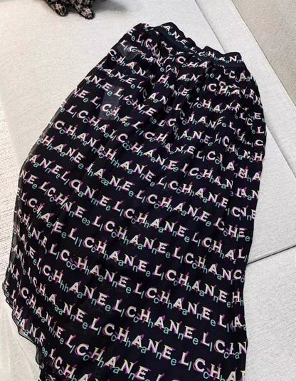 Chanel Black silk Skirt