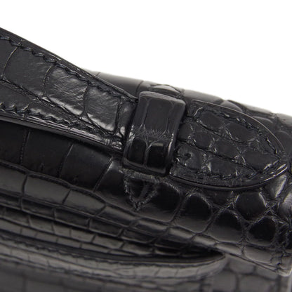 Hermes Kelly Pochette So Black Noir Matte Crocodile Leather