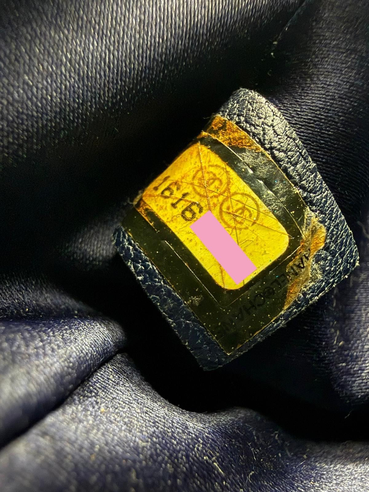 Chanel blue leather flap bag gold hardware