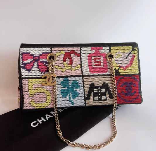 Chanel Vintage Cross stitch shoulder bag