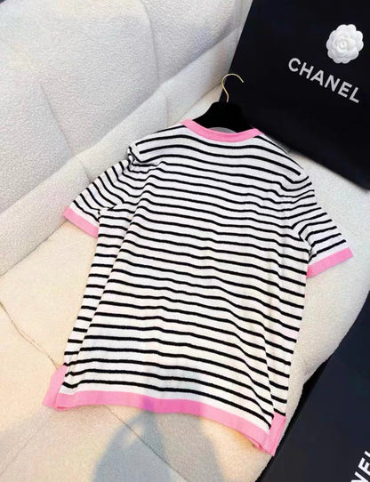 Chanel 24ss stripped CC top size 42