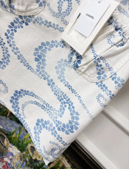 Chanel 25M coco beach blue & white Top