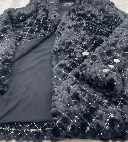 Chanel 22B black embroidered quilted coat