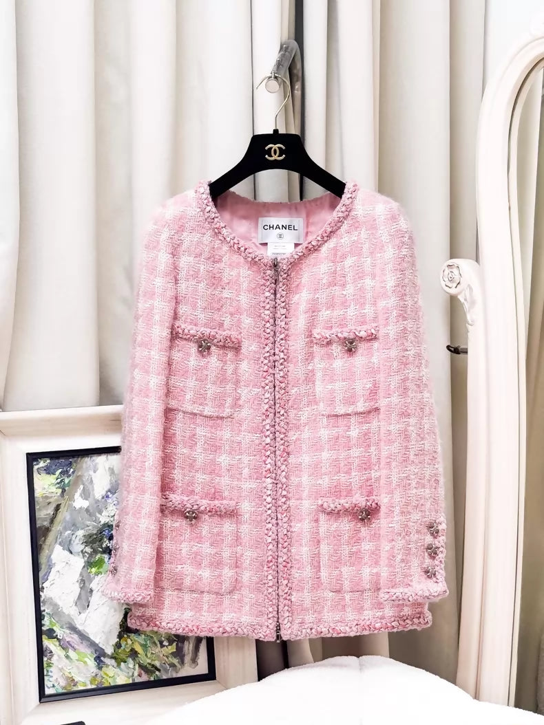 Chanel 2014 Pink Tweed Jacket with Pearl Sequins