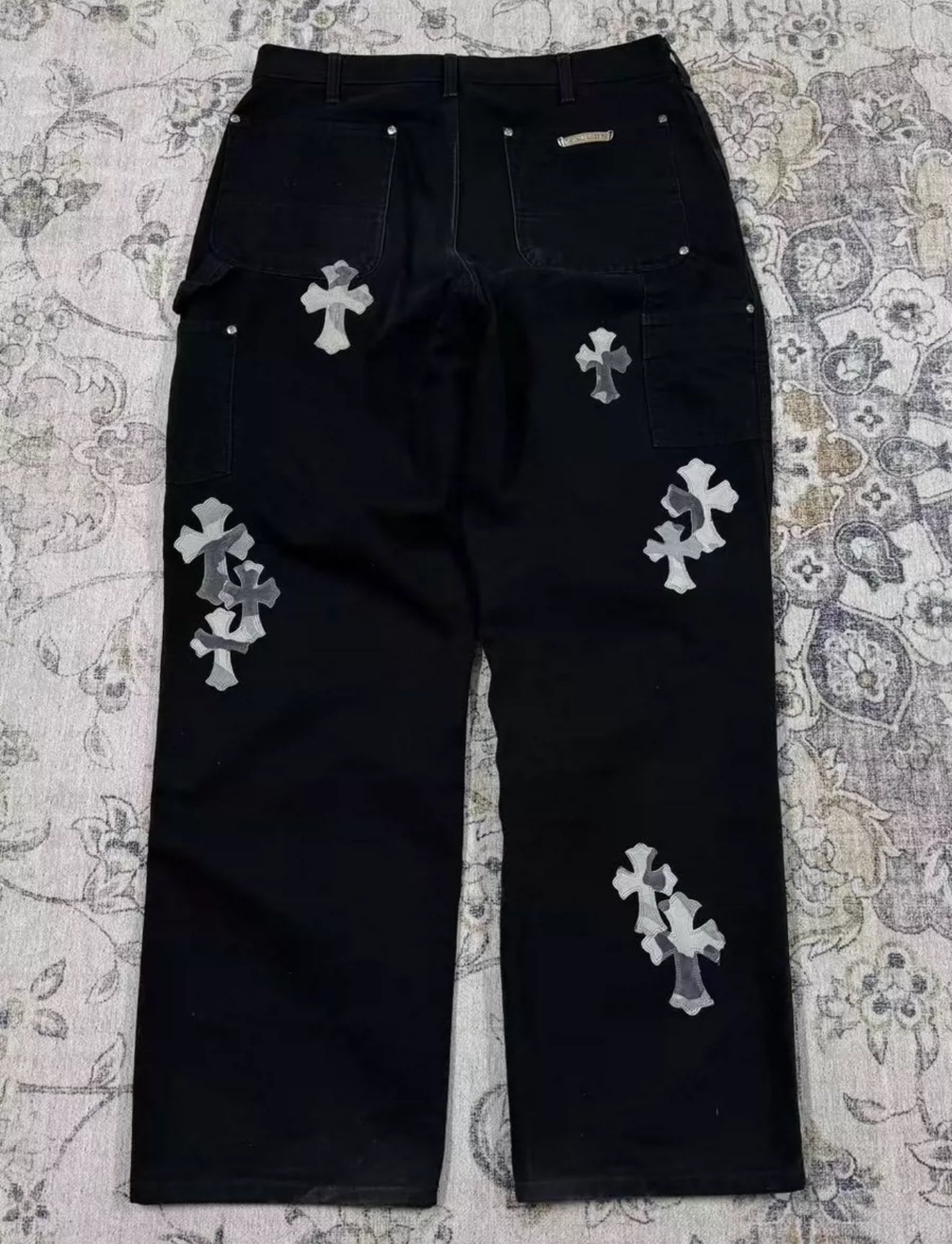 Chrome Hearts Carhartt Black Sex Records Camo Cross Patch Carpenter Pants