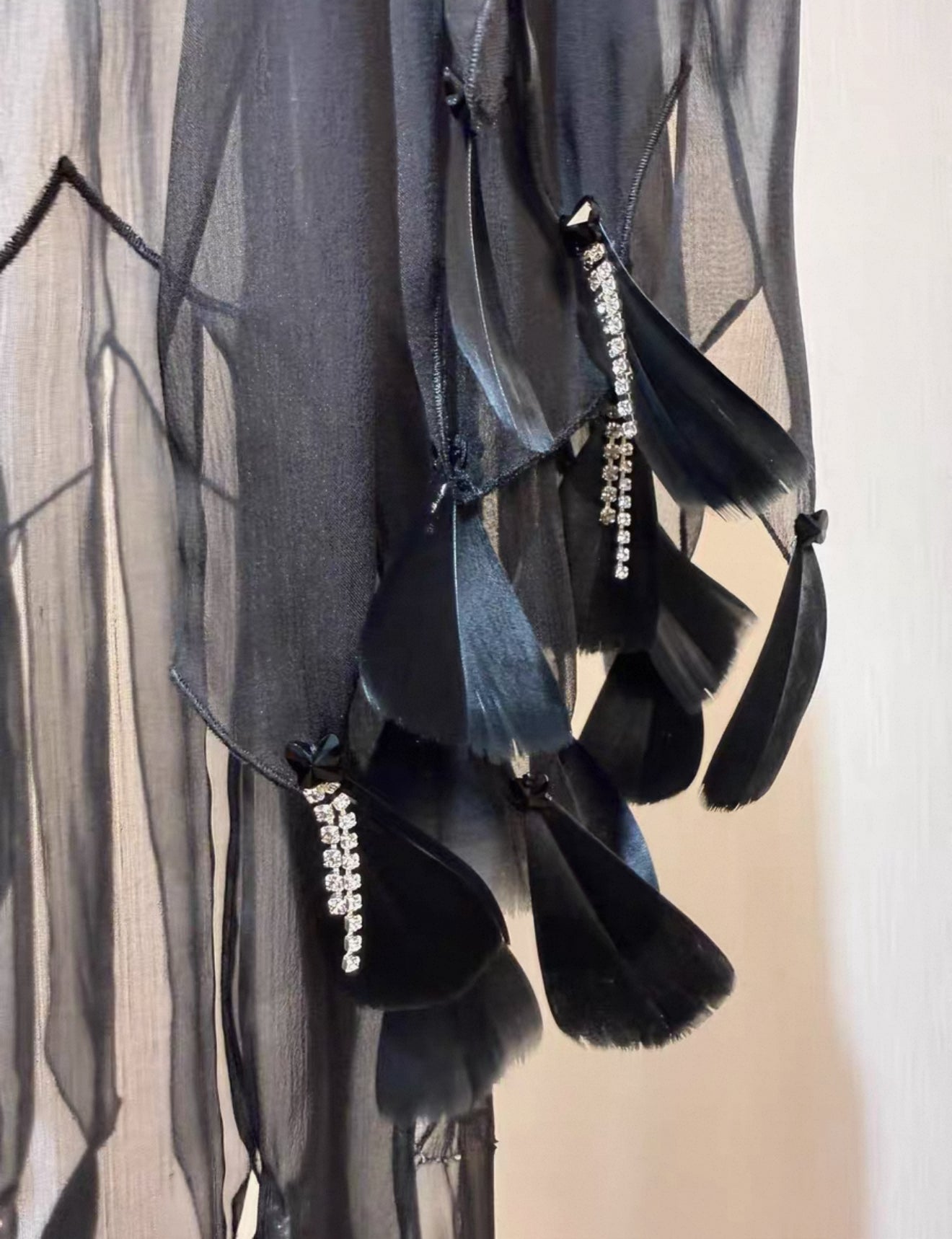 Chanel 22S Black silk Muslin Cape