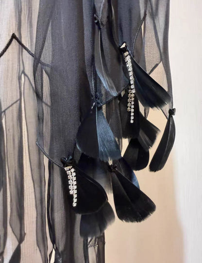 Chanel 22S Black silk Muslin Cape