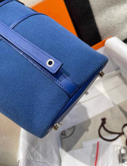 Hermès Picotin Cargo 18 Bleu France Swift and Toile Canvas Palladium Hardware