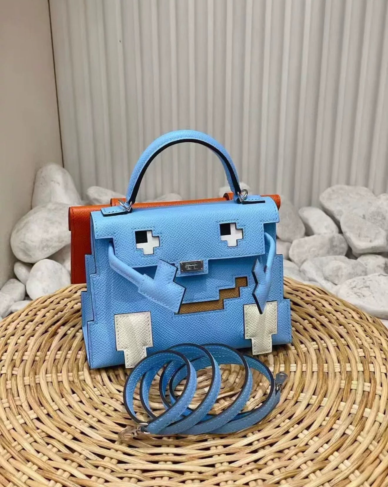 HERMÈS KELLY DOLL PICTO CELESTE EPSOM LEATHER PALLADIUM HARDWARE