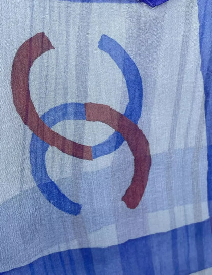 Chanel 23P Blue & White Silk Shirt