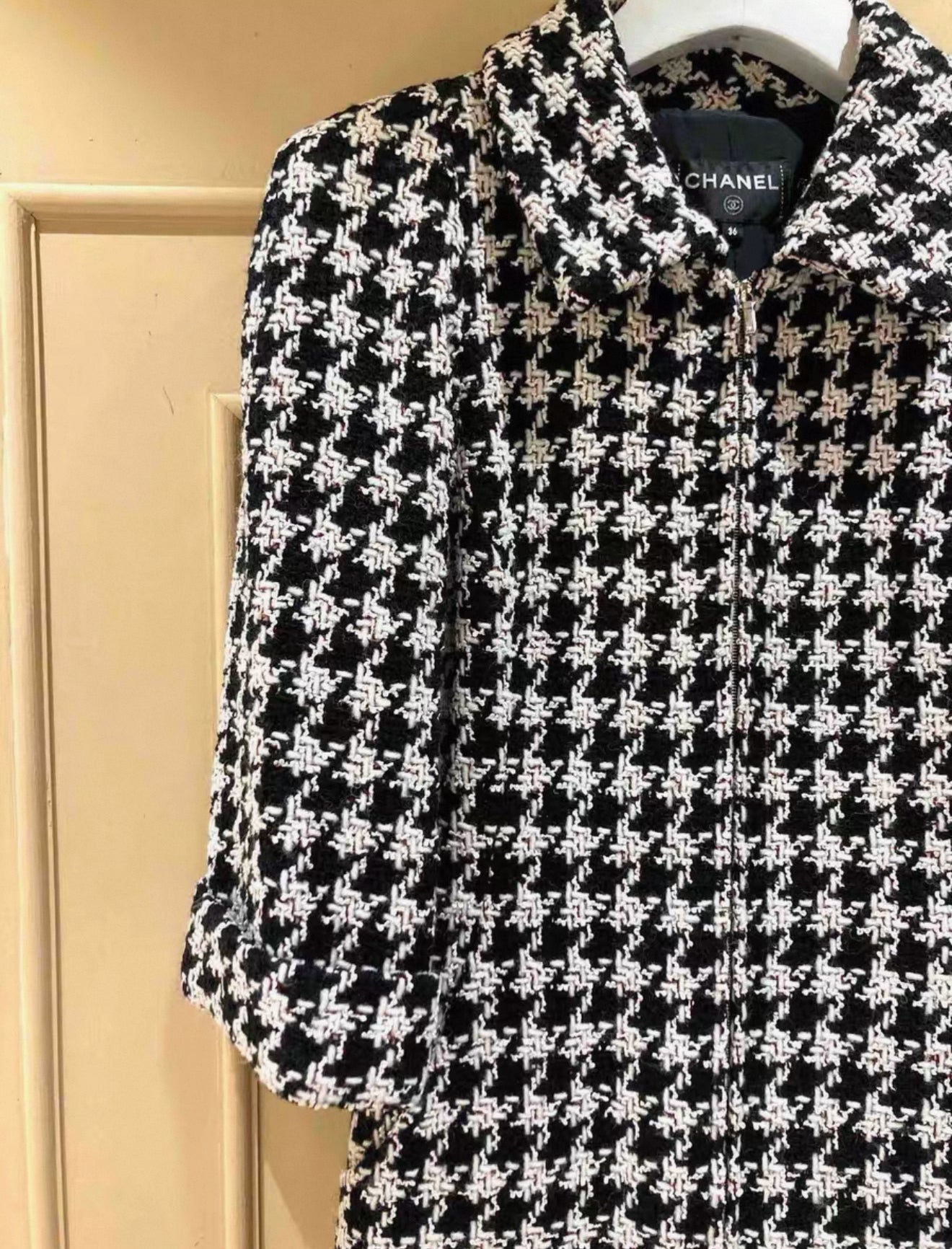 Chanel 17K black and white houndstooth jumpsuit