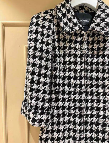 Chanel 17K black and white houndstooth jumpsuit