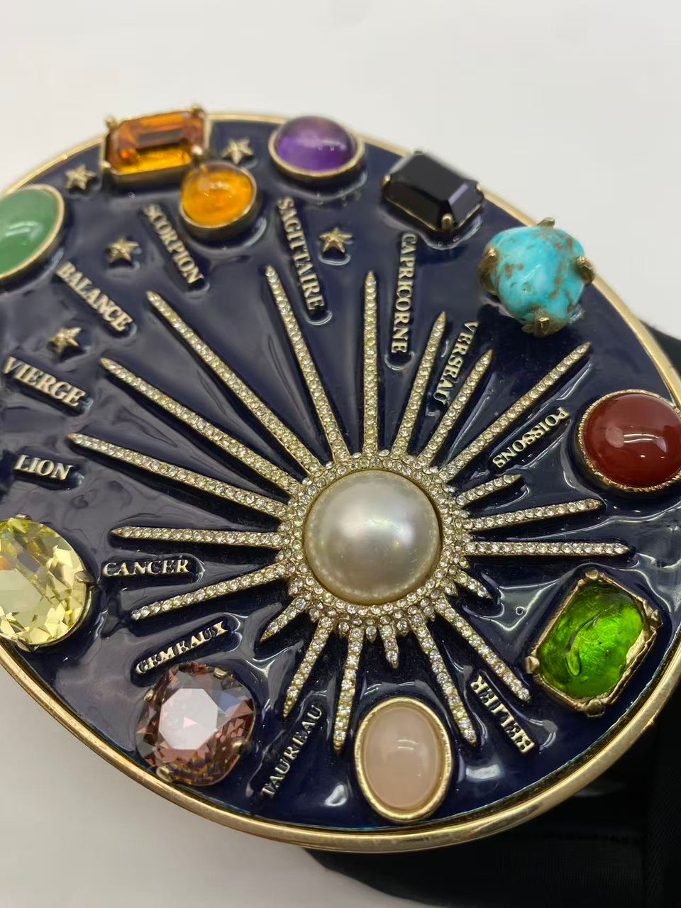 CHANEL 2007 Horoscope Navy Blue Metal Gripoix Gold Crystal Small Mini Minaudière Bag