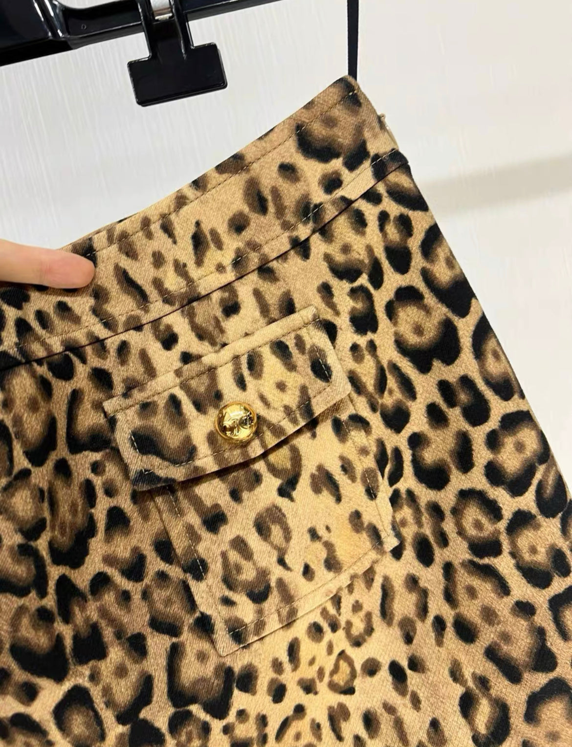 CELINE Leopard Bandeau mini skirt in double wool size 38