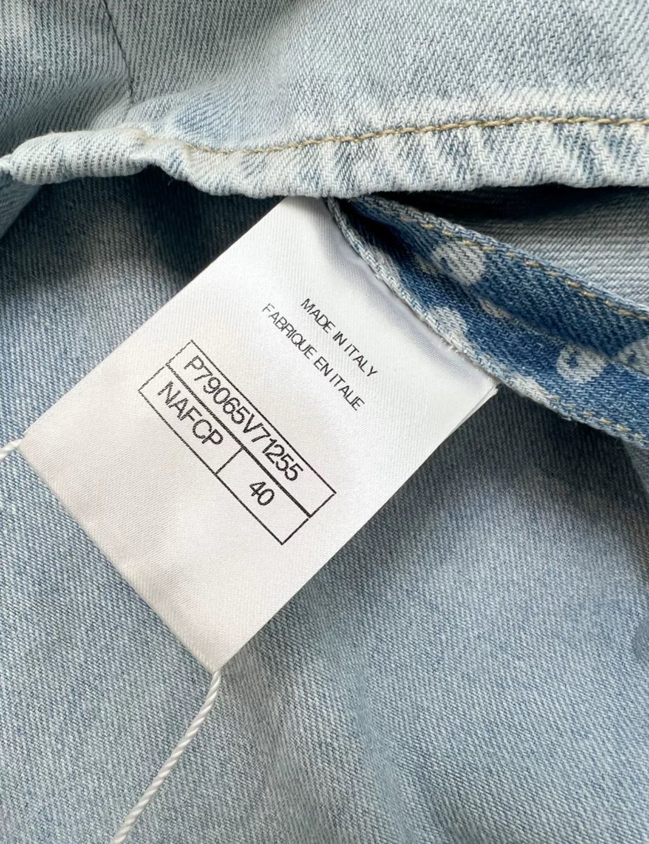 Chanel 25P printed washed denim blouse