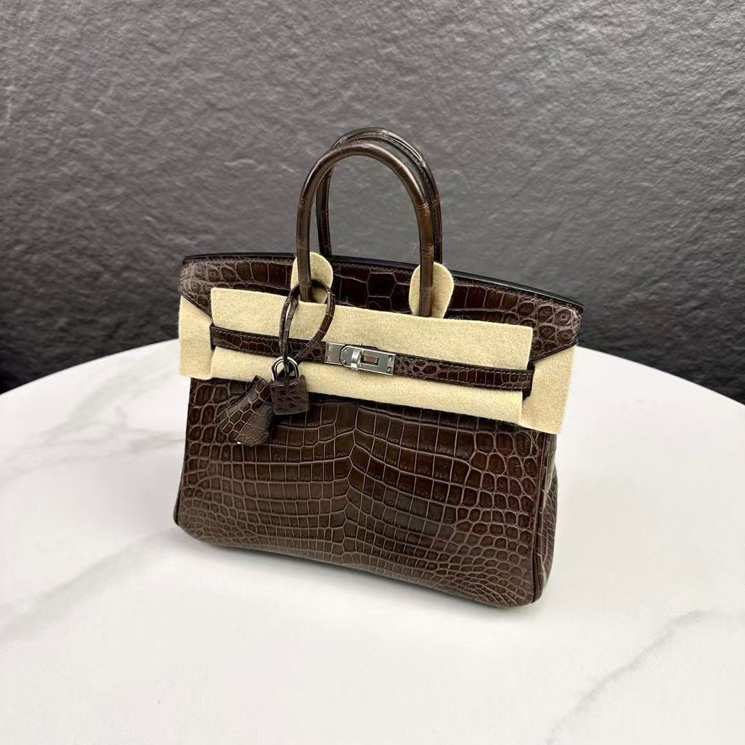 Hermes Birkin 25 Ebene 46 matte crocodile leather palladium hardware