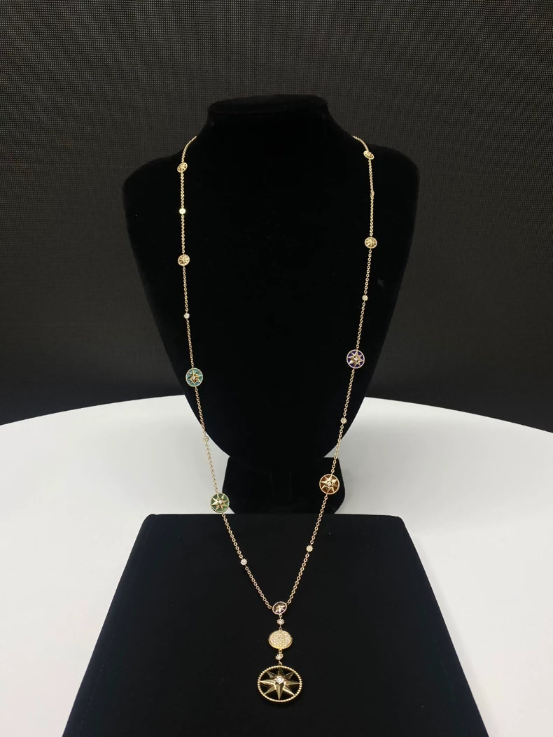 Dior Rose des Vents Compass Rose Heavy Eight-Pointed Star Long Necklace