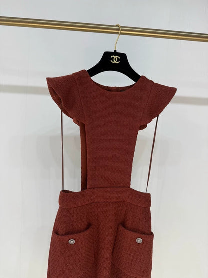 Chanel 24A burgundy tweed dress