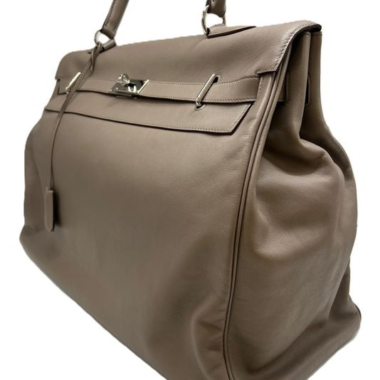 Hermès Kelly Relax 50 Gris Tourterelle Veau Sikkim Leather Palladium hardware