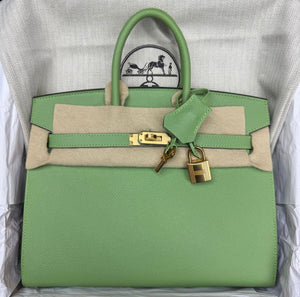 Hermes Birkin 25 Vert Criquet  Epsom Gold hardware