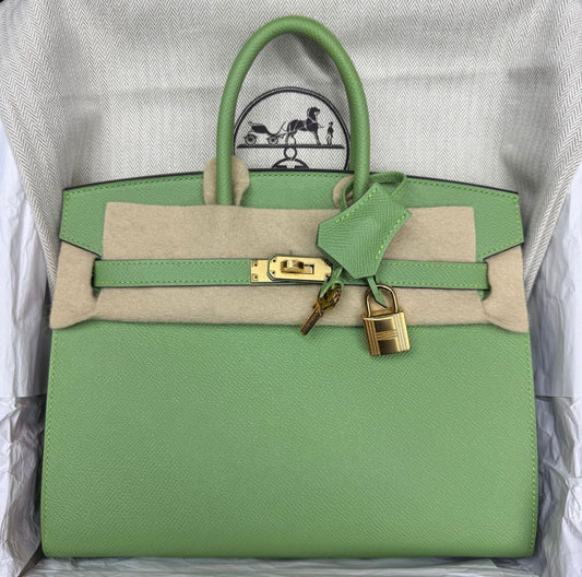 Hermes Birkin 25 Vert Criquet  Epsom Gold hardware