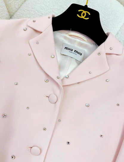 Miu Miu rhinestone-embellished pink jacket size 38