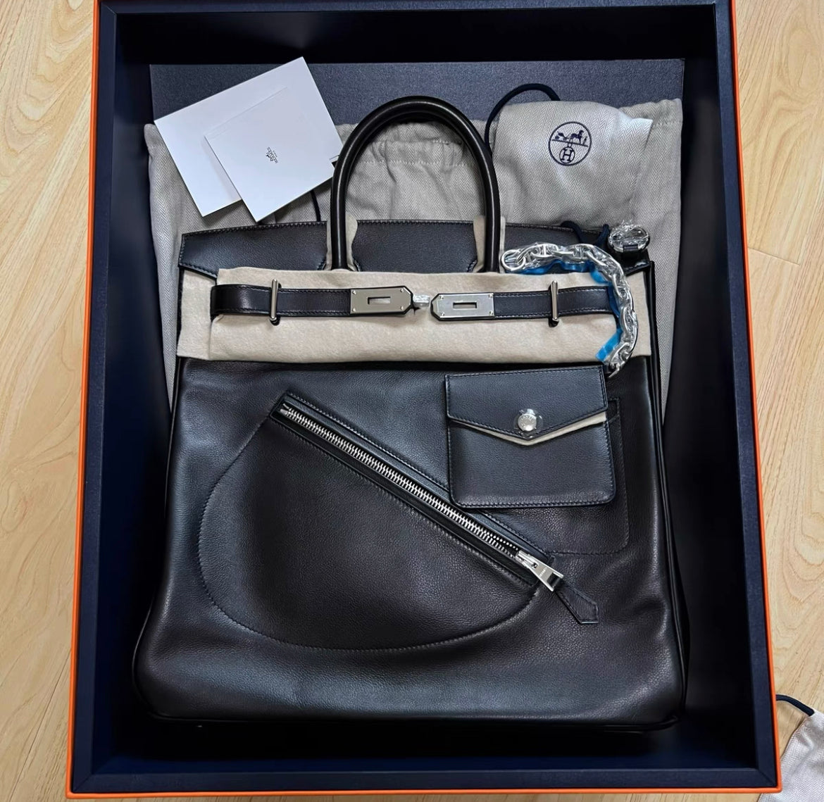 Hermès Birkin 40 HAC "Rock" Black Evercolor Palladium Hardware