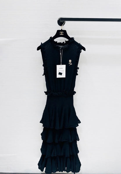 Chanel 25A black ruffled dress