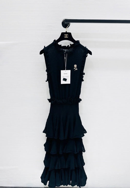 Chanel 25A black ruffled dress