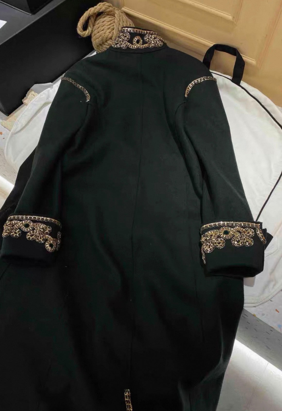 Chanel 15a Salzburg military green embroidered coat, size FR42