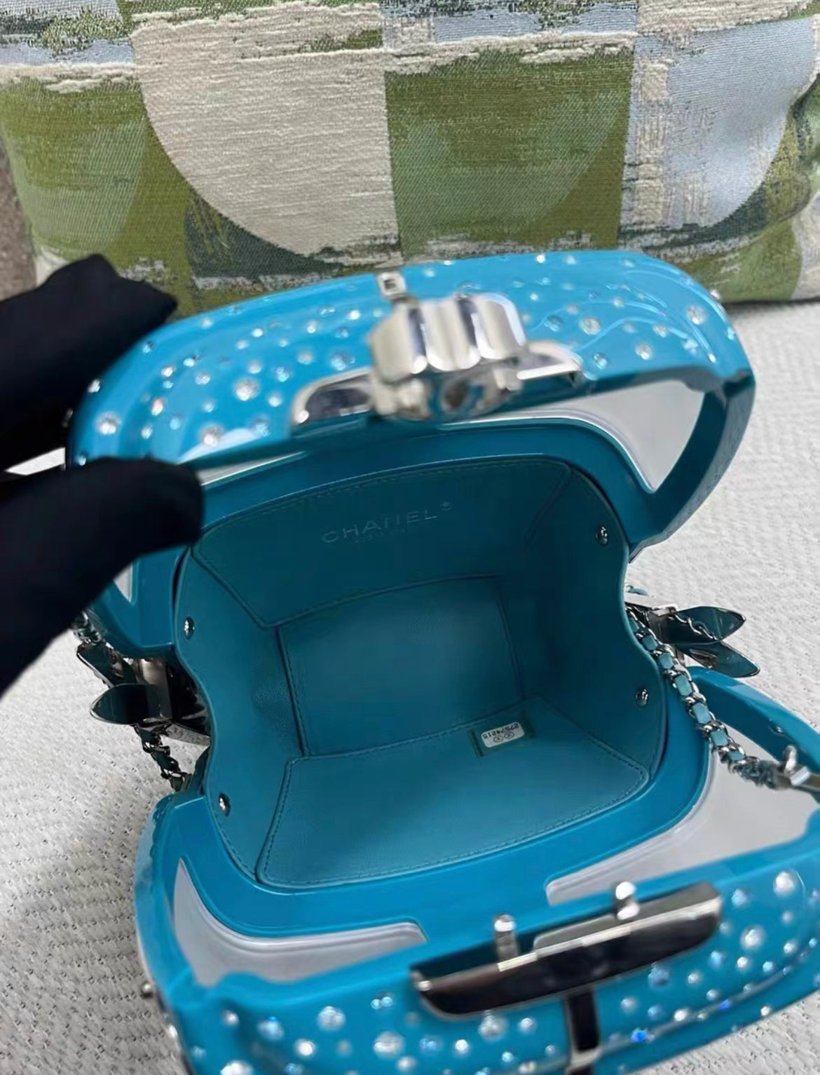 CHANEL 19K SKI GONDOLA EVENING BAG LIGHT BLUE SHW