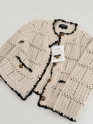 Chanel 26P Black and White Cardigan