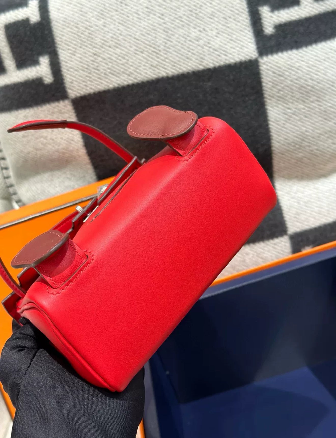 Hermes kelly doll Red Swift leather with Palladium Hardware