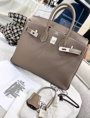Hermes Birkin 25 Étoupe Togo Leather Brushed Palladium Hardware