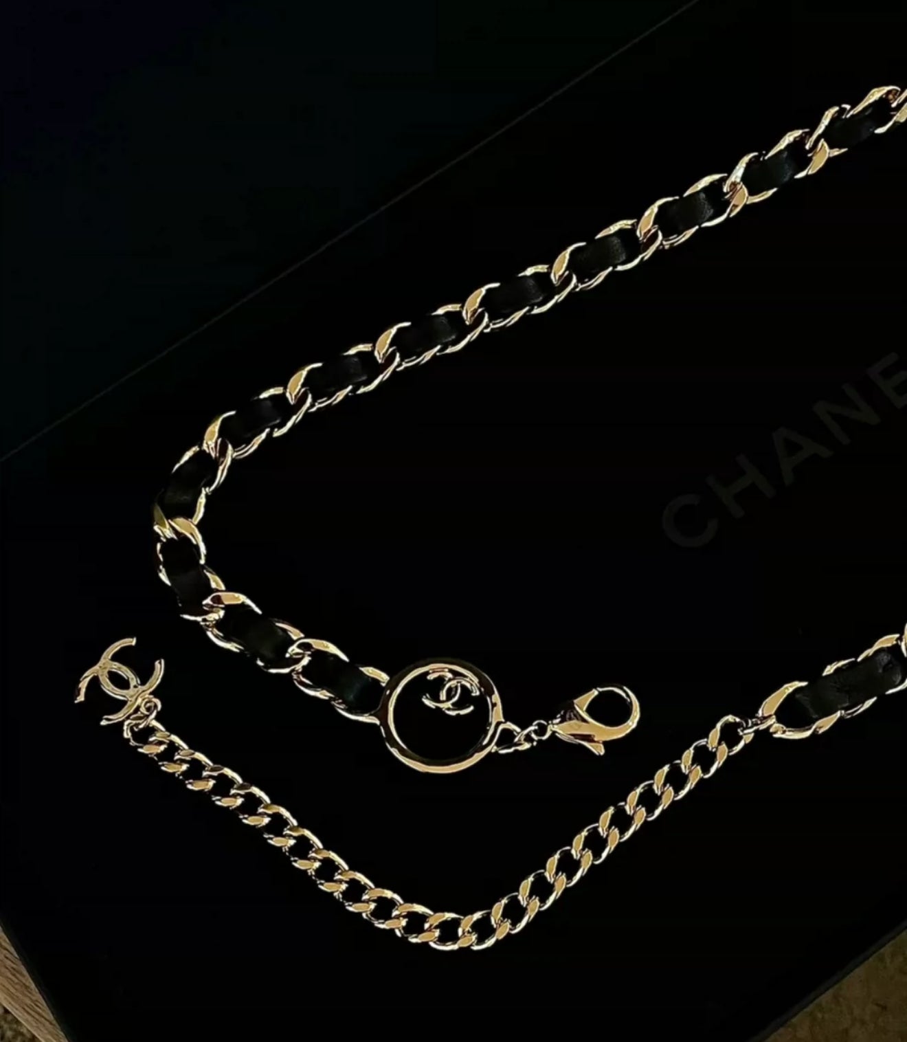 Chanel 24B Gold Leather Waist Chain