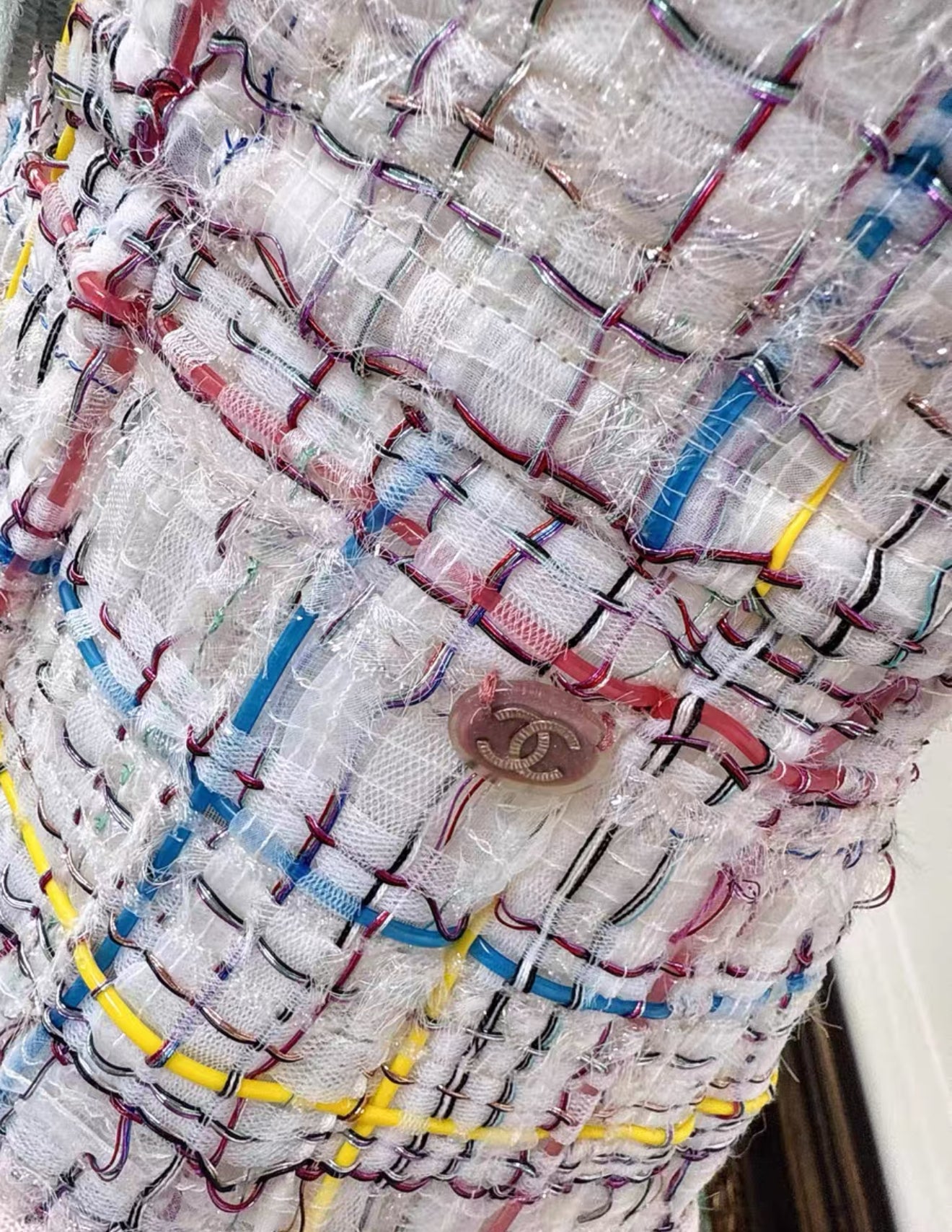 Chanel 17S Multicolore tweed tulle jacket