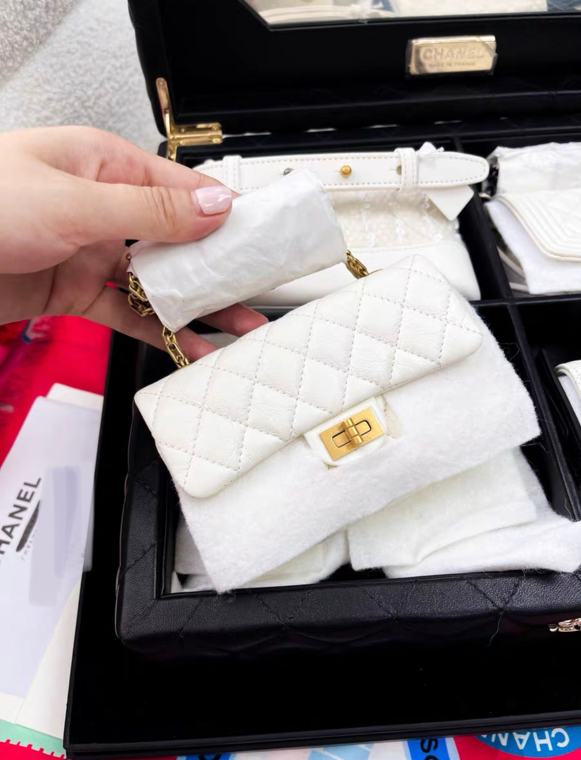 Chanel Success Story Set Of 4 white Mini Bags with Quilted Trunk