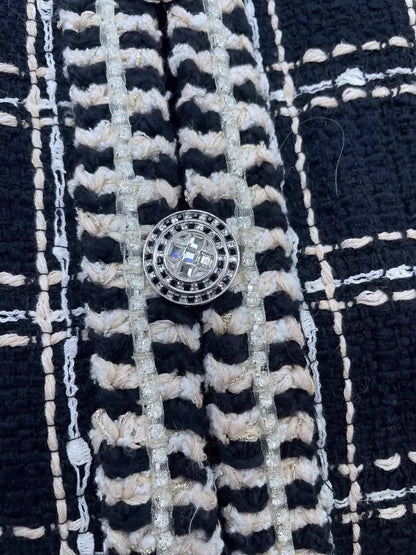Chanel 23C black and white check tweed dress