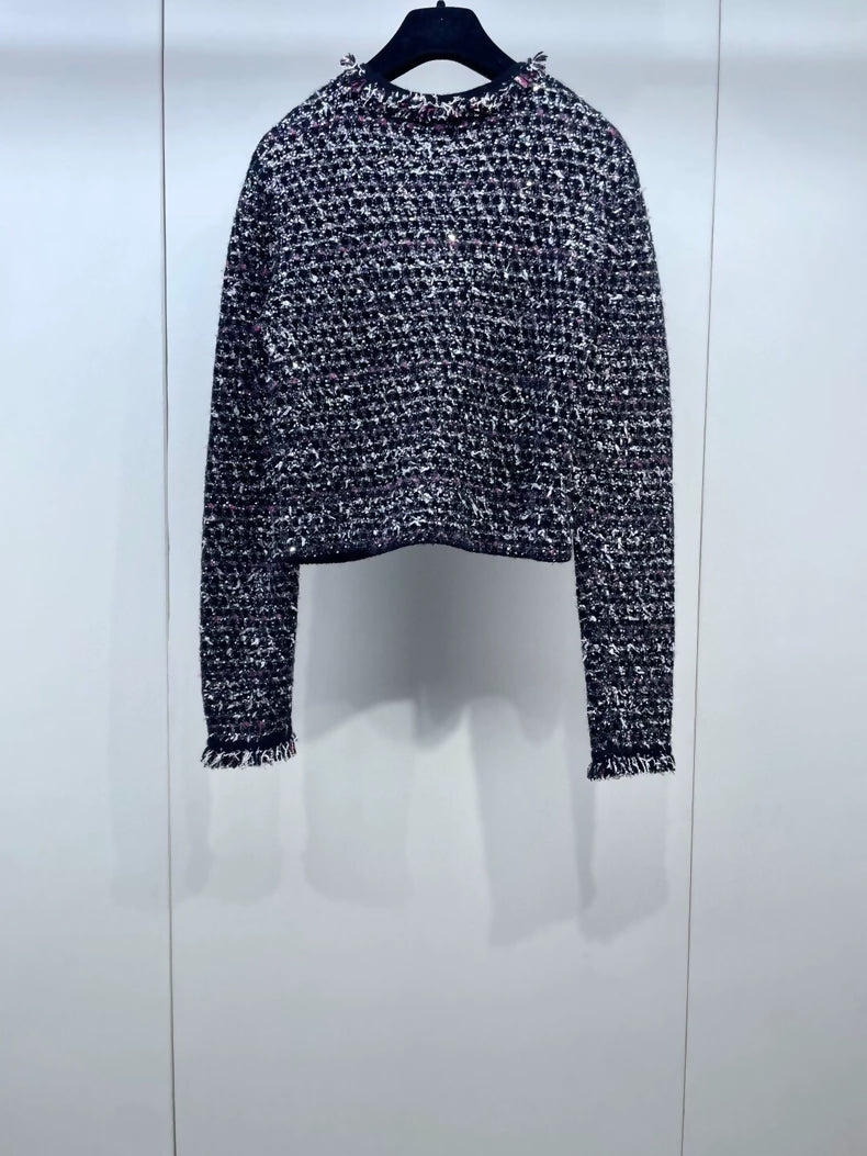 Chanel 24B black tweed cardigan