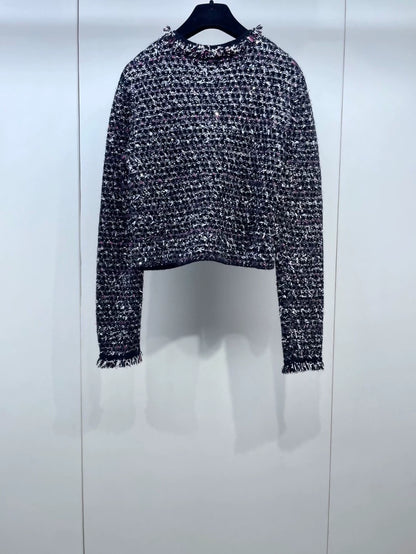 Chanel 24B black tweed cardigan