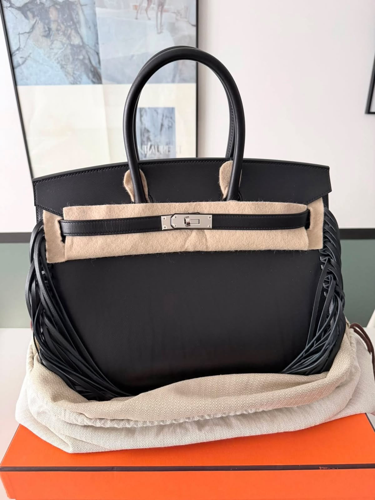 Hermes Birkin 35 Anate Black Evergrain Palladium Hardware
