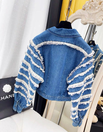 Chanel rooftop series 2020 white lace blue denim jacked