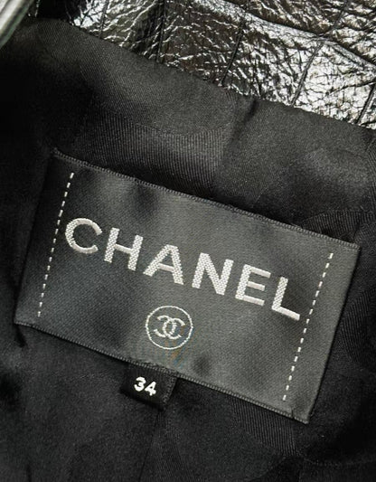 Chanel 19A Black Crocodile Leather Jacket