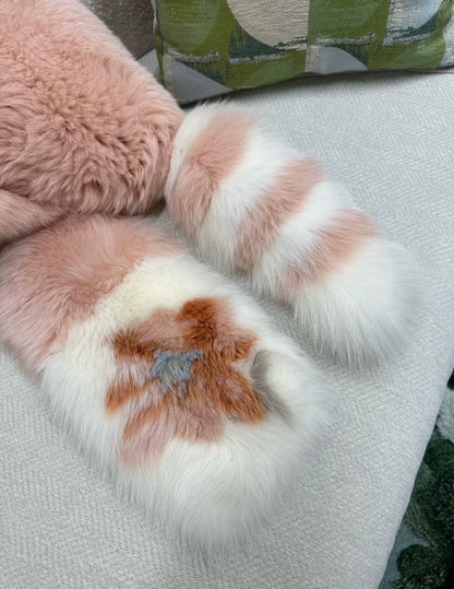 Fendi pink fox fur scarf