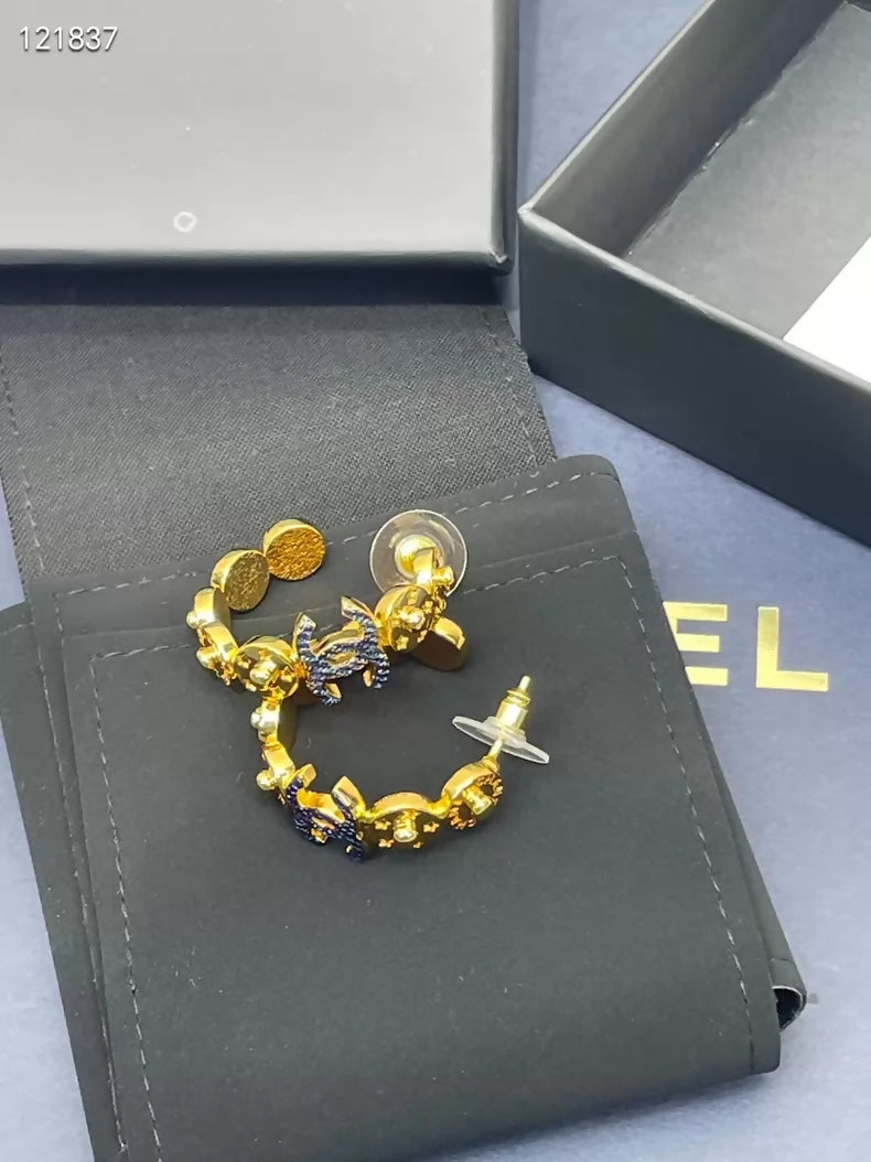 Chanel 24P gold hoop earrings