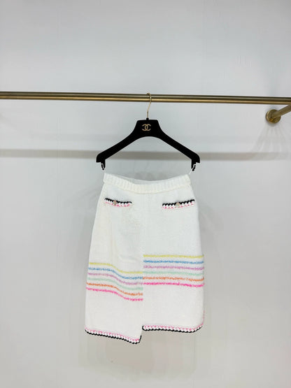 Chanel 24S white knitted skirt
