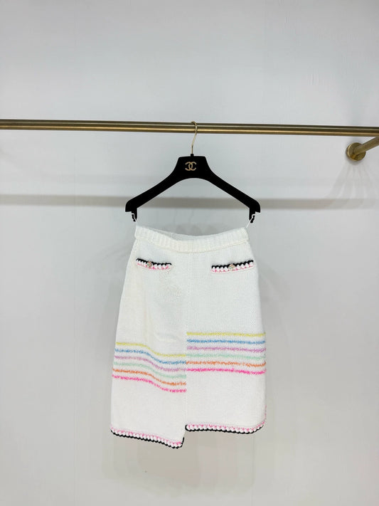 Chanel 24S white knitted skirt
