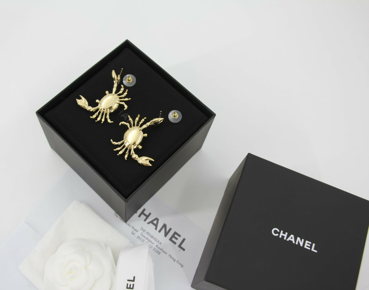 Chanel 26M Imitation Pearl and Metal Crab Stud Earrings