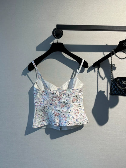 Chanel 25C White Fish Print Camisole