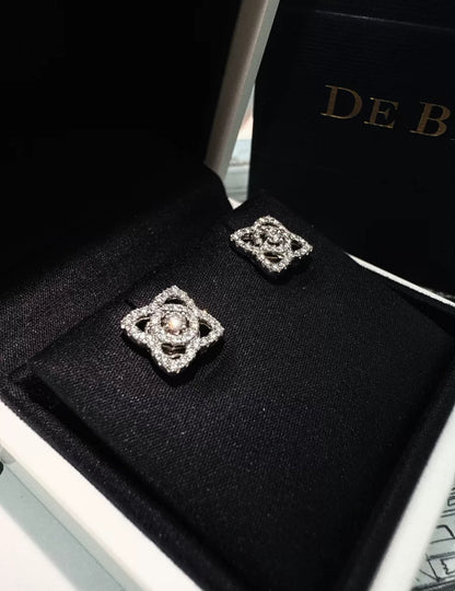 DE BEERS ENCHANTED LOTUS EARRINGS IN WHITE GOLD